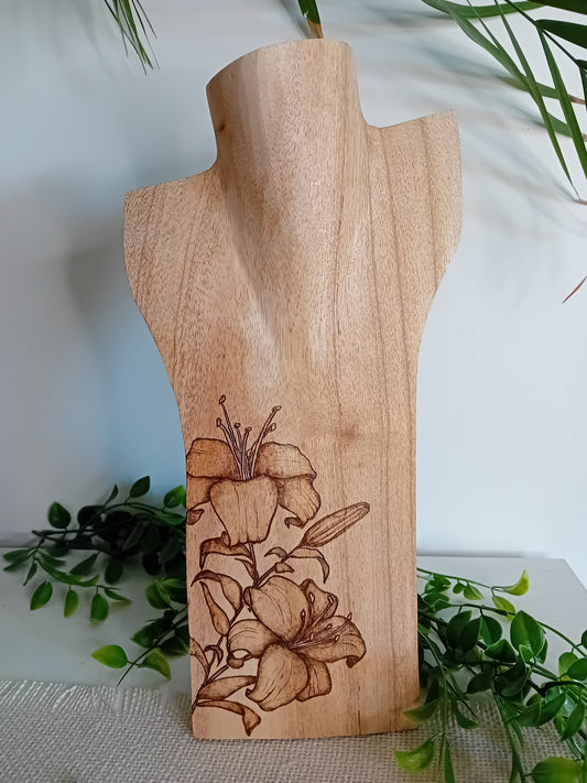 Buste en bois massif brut Lys